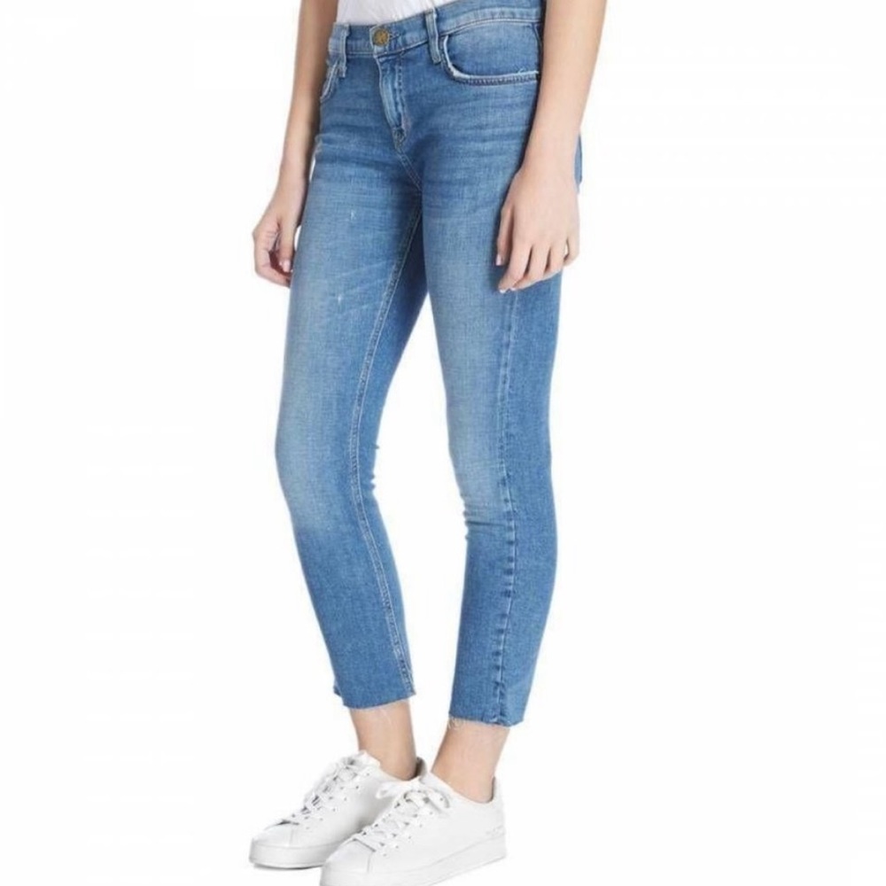 Current Elliott🦎Cropped Straight Sawyer Raw Hem Denim Jeans Pants🌵